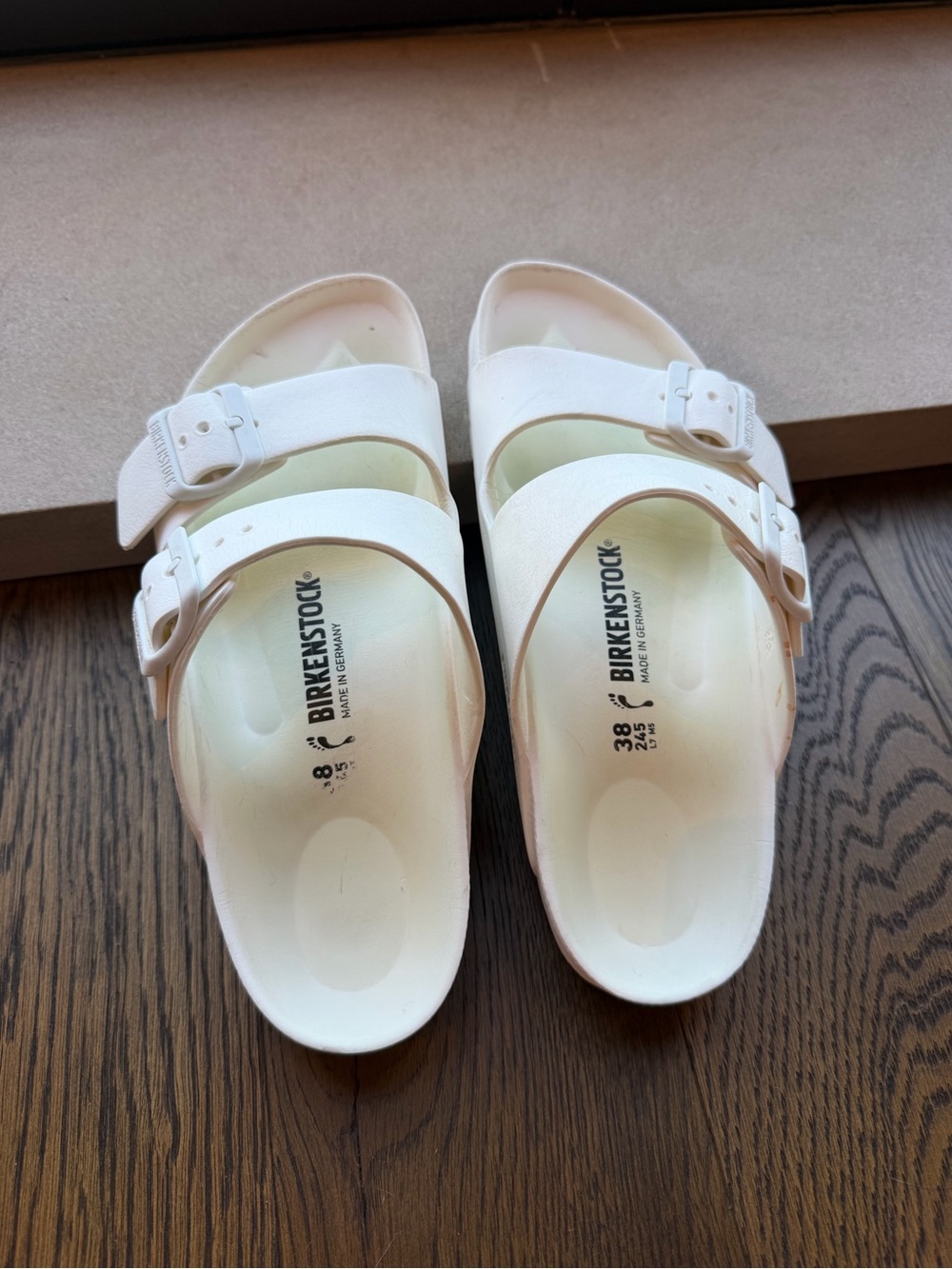 Birkenstock Arizona Essentials EVA White Double-Buckle Slide Sandals - Size 7 - Picture 7 of 9